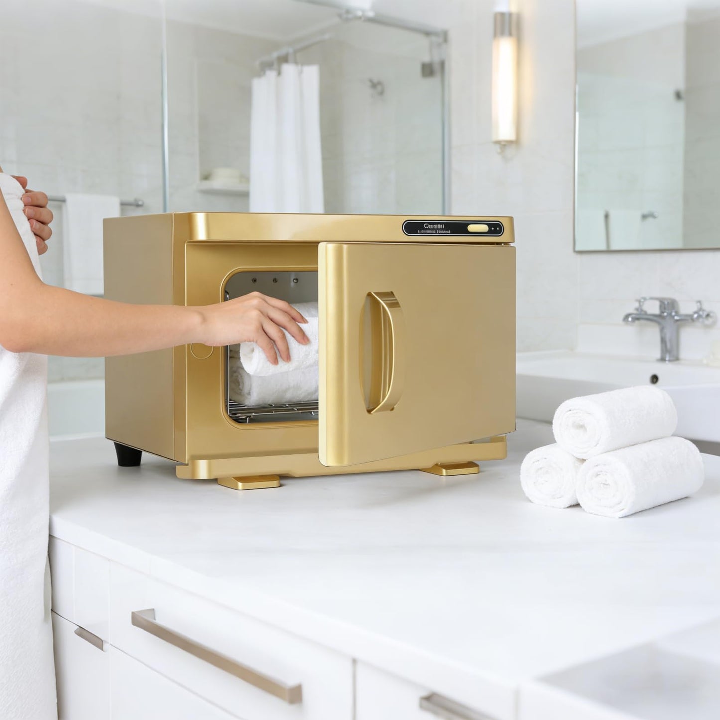 Towel Warmer,Towel Steamer for Facial, Professional Spa Hot Towel Warmer 8L, Towel Warmer Cabinet, Towel Cabinet for Facial Caddy for Salon,Spa, Massage Use(Gold)