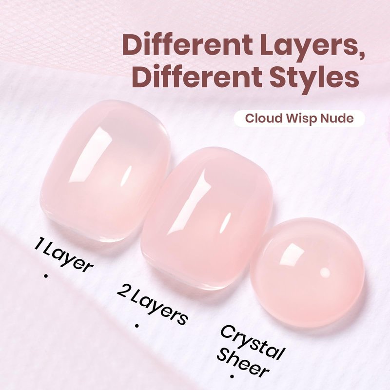 Beetles Cloud Wisp Nude Gel Nail Polish - 15ML Full Size Neutral Jelly Nude Pink Nail Polish Base Color Nail Concealer Sheer Translucent Effect Soak Off UV LED French Nail Art Salon DIY Manicure Gifts