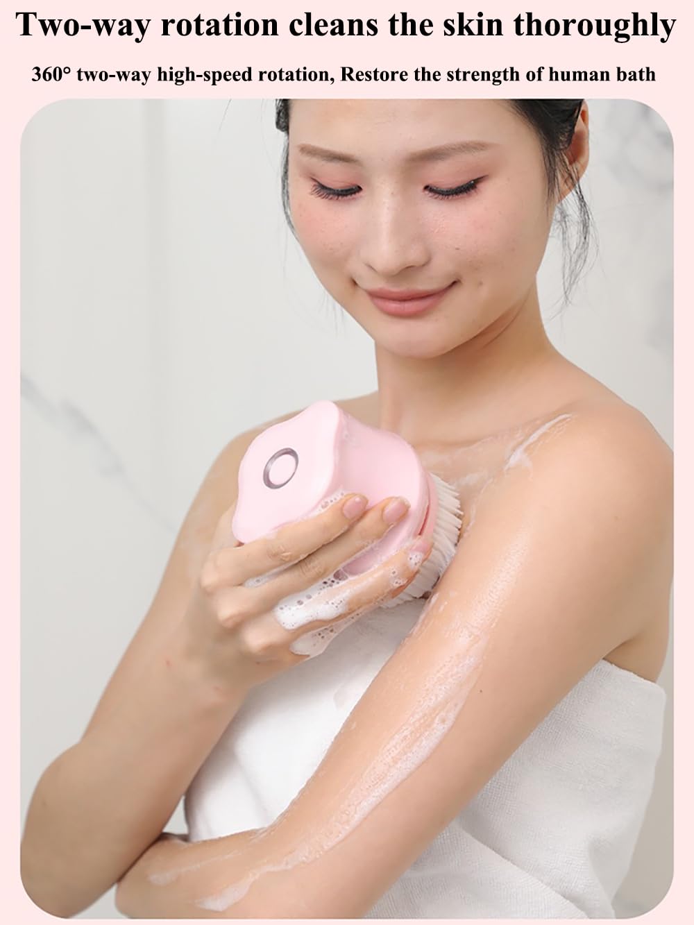 Electric Body Brush for Shower, Rotating Back Scrubber, Waterproof Rechargeable, Deep Cleansing