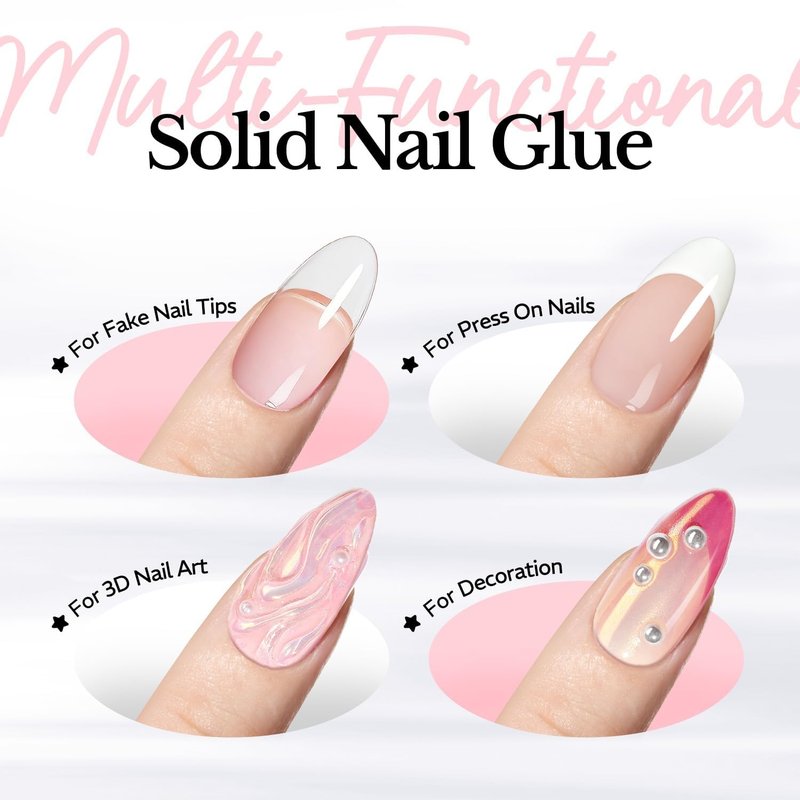 AZUREBEAUTY Solid Nail Glue Gel for Nail Tips, 30g Gel Nail Glue for Acrylic Nails, Clear Hard 3D Gel for False Nail Tips, Super Strong Gel UV Light Cured, DIY Nail Art Home and Salon Use