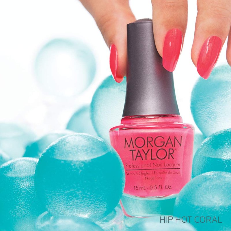 Morgan Taylor Nail Lacquer (Hip Hot Coral) Orange Professional Lacquer. Vibrant, Chip-Resistant, Fast-Drying, Long-Lasting, High-Shine Finish, Perfect for Manicures & Pedicure, 0.5 oz.