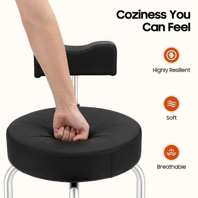 Pyroarle Portable Pedicure Foot Rest Stool, Adjustable Height, Black, for Spa, Beauty Salon, Studio