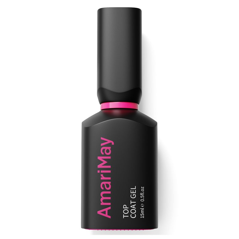 AmariMay Glossy Gel Top Coat, 15ml No Wipe Clear Gel Nail Polish, Shine Finish and Long Lasting, Soak Off UV Light Cure for Nail Art DIY, Gift for Girls