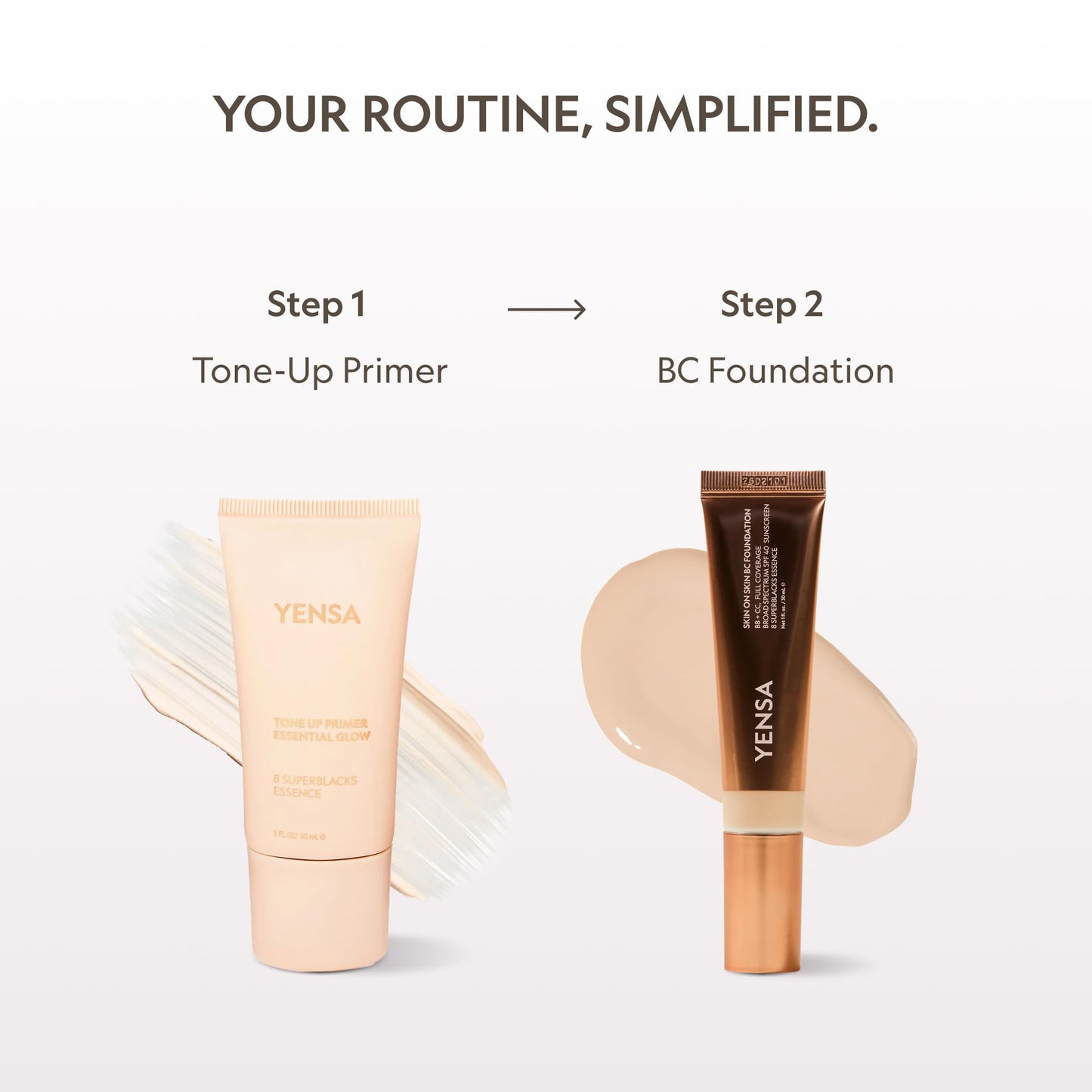 YENSA BC Foundation - Full Coverage Foundation, CC & BB Cream In One with SPF 40 - Enriched With Hyaluronic Acid & Peptides to Hydrate & Firm Skin - Korean Skin Care Makeup - Light Warm (1 oz)