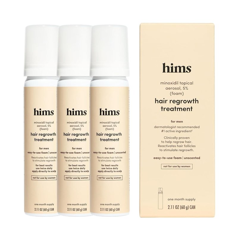 Hims Hair Regrowth Treatment - Extra Strength Minoxidil 5% Solution for Men - Thicker, Fuller Hair - Unscented, 3 Pack