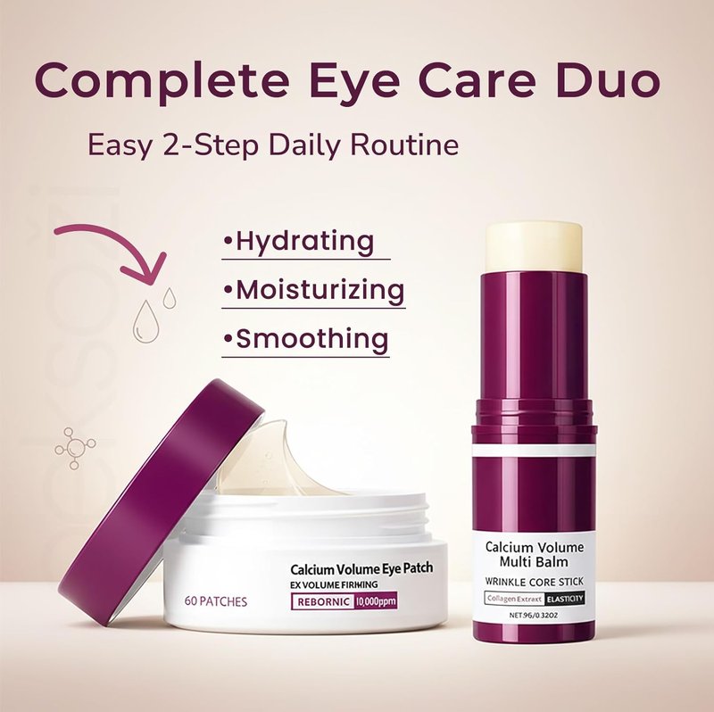 Skiennix Eye Care Set - Calcium Multi Balm Stick & 30 Pairs Under Eye Patches | Nourishing Moisturizing Formula