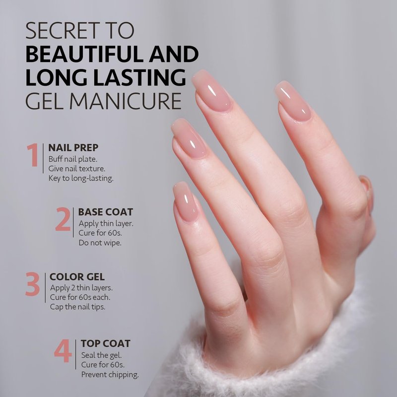 GAOY Jelly Nude Pink Gel Nail Polish, 16ml Sheer Natural Brown Translucent Color 1302 UV Light Cure Gel Polish for Nail Art DIY Manicure and Pedicure at Home