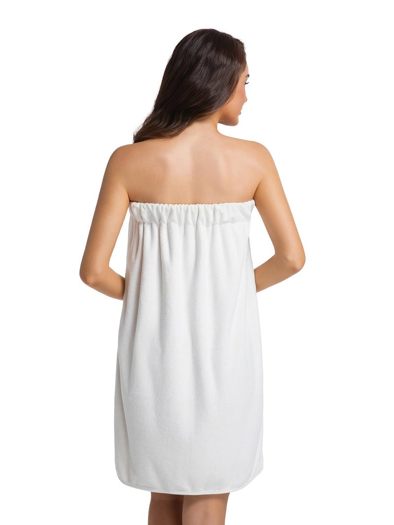 GUODDS Womens Towel Wrap Bath Robe Lightweight Spa Body Wrap Shower Adjustable Snap Closure White XL