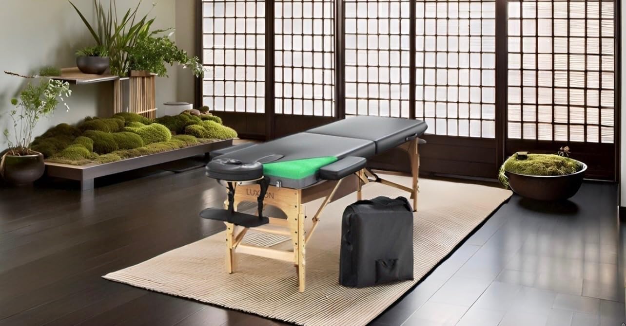 Skiennix Premium Foam Massage Table - Portable & Foldable, Height Adjustable, 72" Long, 27" Wide with Accessories & Carrying Case
