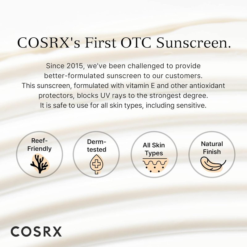 COSRX Vitamin E Sunscreen SPF 50 - Lightweight, Non-Sticky Formula for Oily Skin | Hydrating, Natural Glow, 1.69 fl oz