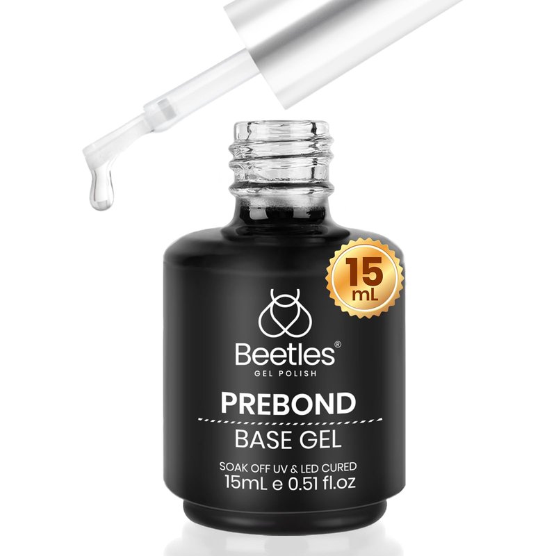 beetles Gel Polish Gel Base Coat, 15ml Prebond Base Gel Nail Polish Long Lasting Soak Off U V Nail Lamp Base Coat Upgraded Formula for Salon DIY Design Manicure Gifts for Women