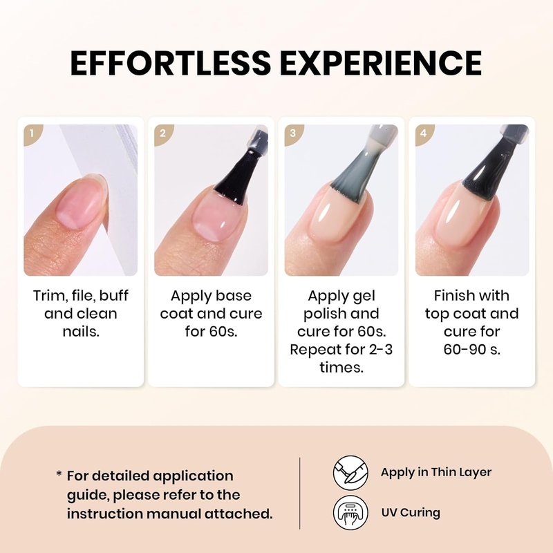 Beetles Nude Gel Polish - 15ml Translucent Neutral Nail Polish Set | Soak Off UV for Spring & Summer Nail Art