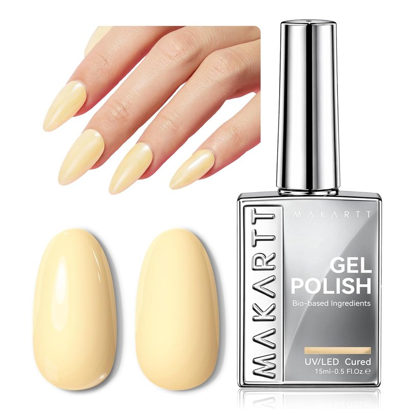 Pastel Yellow Gel Nail Polish - Hema-Free High Gloss 15ML | Soak Off UV LED Manicure for Home Salon