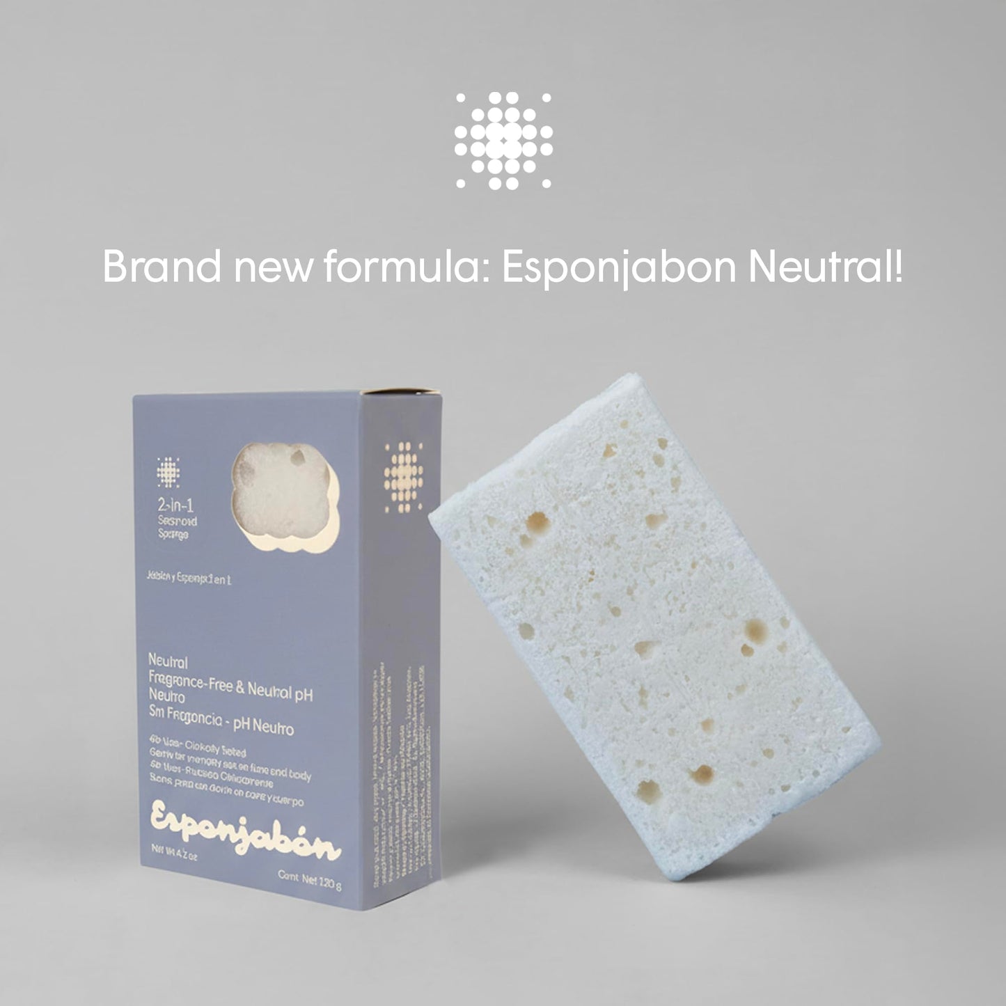 T.Taio Esponjabon Neutro 2-in-1 Soap and Sponge – Gentle Shower Scrubber – Soap-Infused Exfoliating Bath Sponge – Deep Cleansing, Soft Lather & Massage – for Face, Body, Feet & Elbows