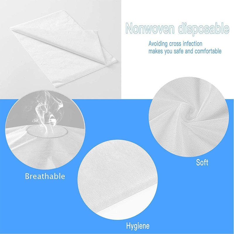 150 PCS Massage Table Sheets Disposable Non Woven SPA Bed Cover Breathable Polypropylene Fabric 31" x 70" Thin, Not Waterproof (White)