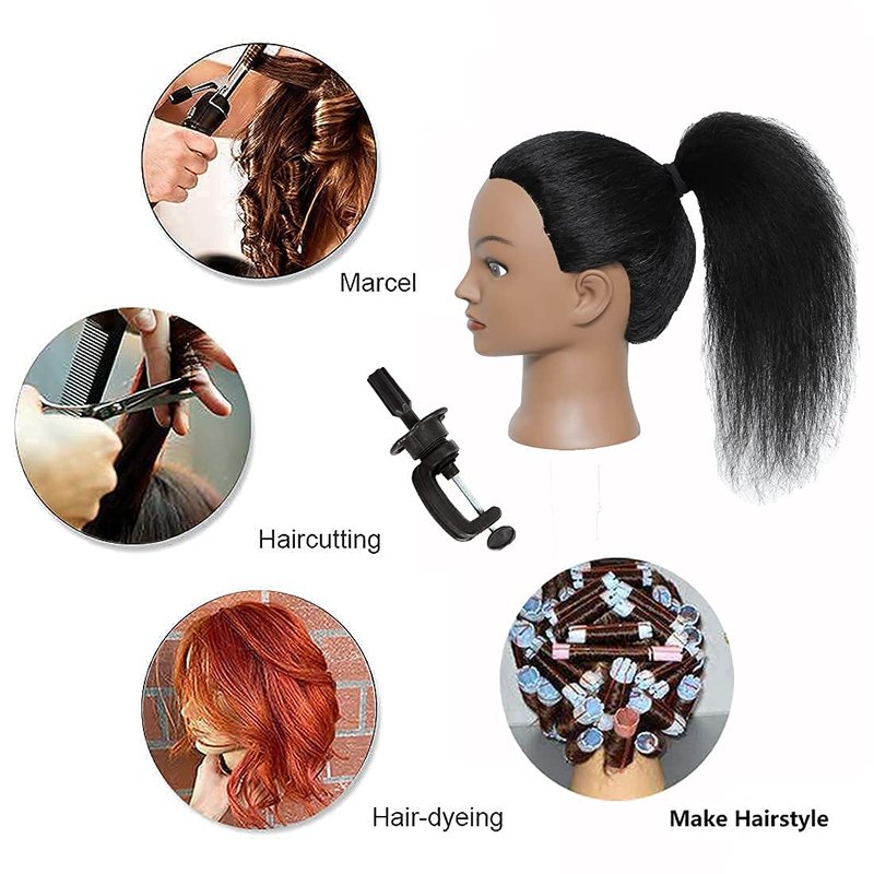 Realistic Mannequin Head with 100% Human Hair - Cosmetology Styling Practice Doll | 14 Inch