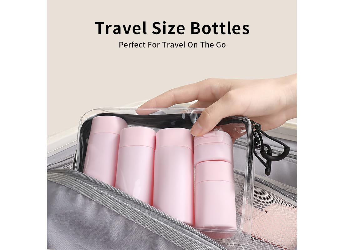 Sprigold 5 Pack Brief and Fashion Travel Bottles TSA Approved, BPA Free Travel Size Travel Containers Refillable Squeeze Bottles for Cosmetic Shampoo Cream Conditioner Lotion Soap… (Nordic green)