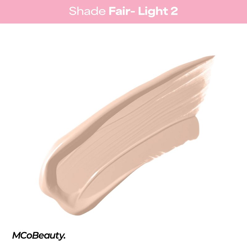 MCoBeauty Brighten & Perfect Cream Concealer - 2 Light Fair - Hydrating Buildable Coverage Under Eye, Blemish & Dark Circle Corrector with Vitamin E Hyaluronic Acid - Vegan & Cruelty Free