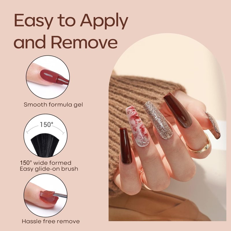 modelones Gel Nail Polish Kit -6 Colors Nude Pink Milky White Gel Polish Set Skin Tones Neutral Brown Soak Off Gel Nail Kit Manicure DIY Nail Art Salon Home Gift