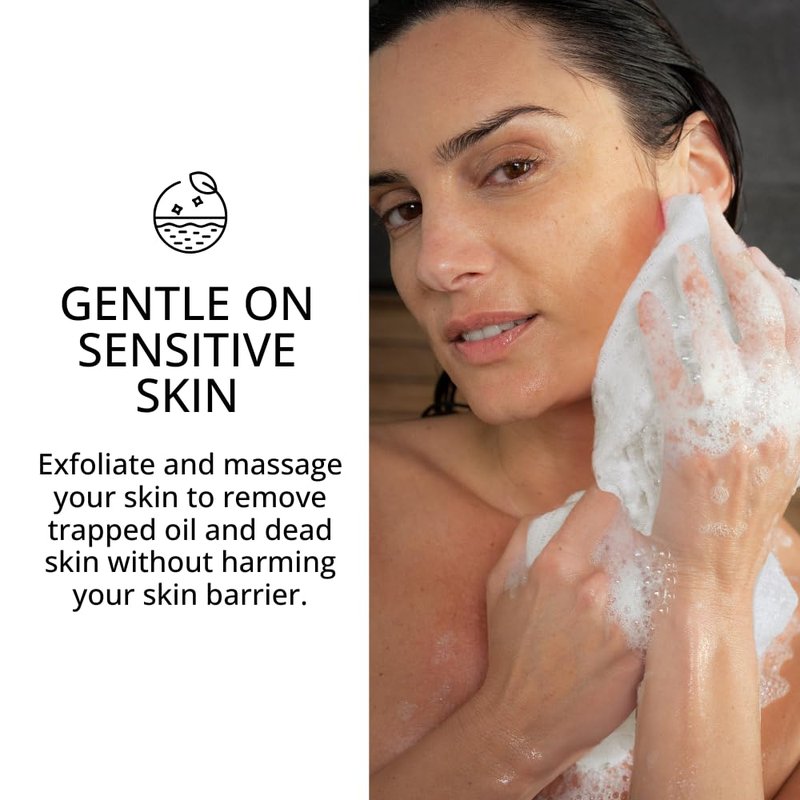 Sima Brand Exfoliating Washcloth Face & Body Scrub Towel - Japanese Exfoliating Towel with Hexagon Fibers, Body Scrubber with 2 Sides for Scrubbing & Washing, Extra Long Body Towels (White)