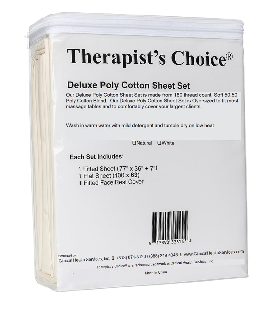 Therapist’s Choice® Deluxe Poly Cotton Massage Table Sheet Set - 3-Piece in Natural Color