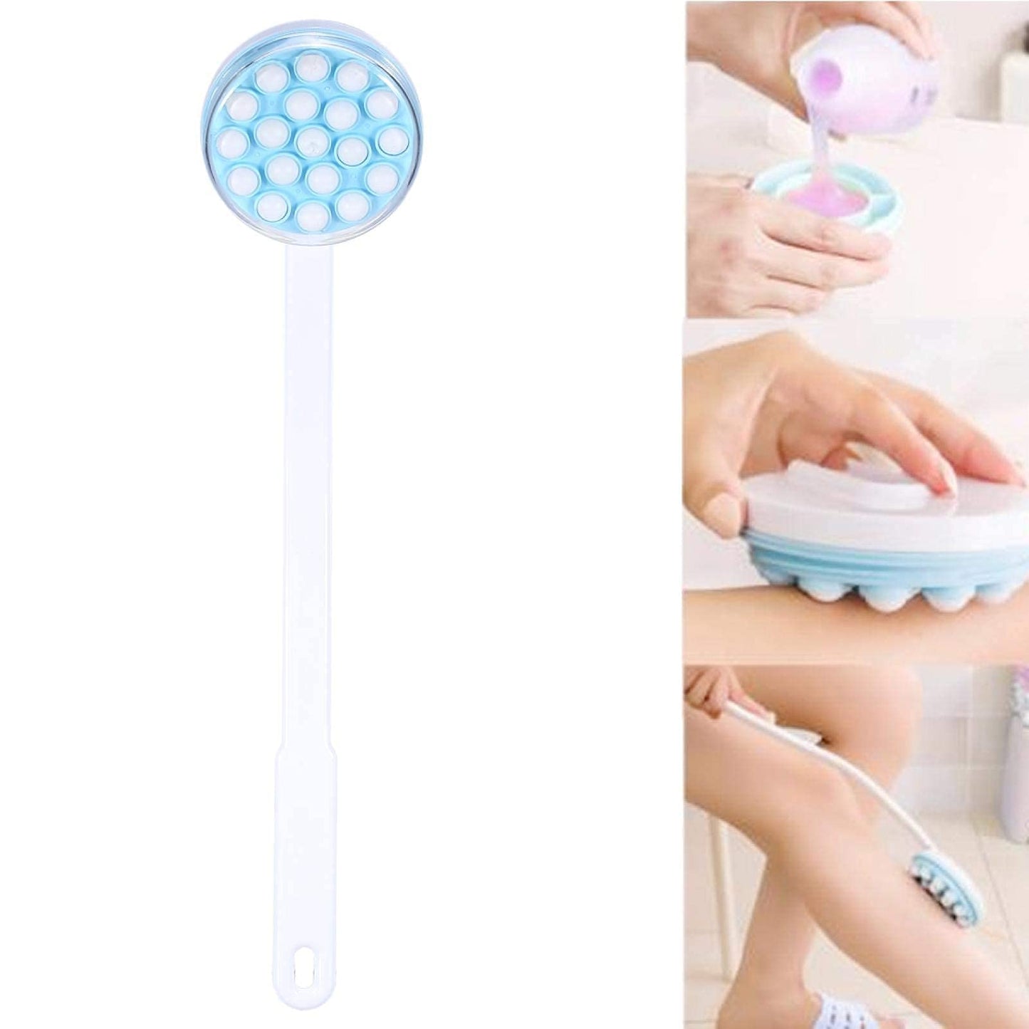 Agatige Back Lotion Applicator for Women Men, Back Bath Massager Long Handled Lotion Applicator Shower Brush for Body Back and Leg Bath Massaging Tool