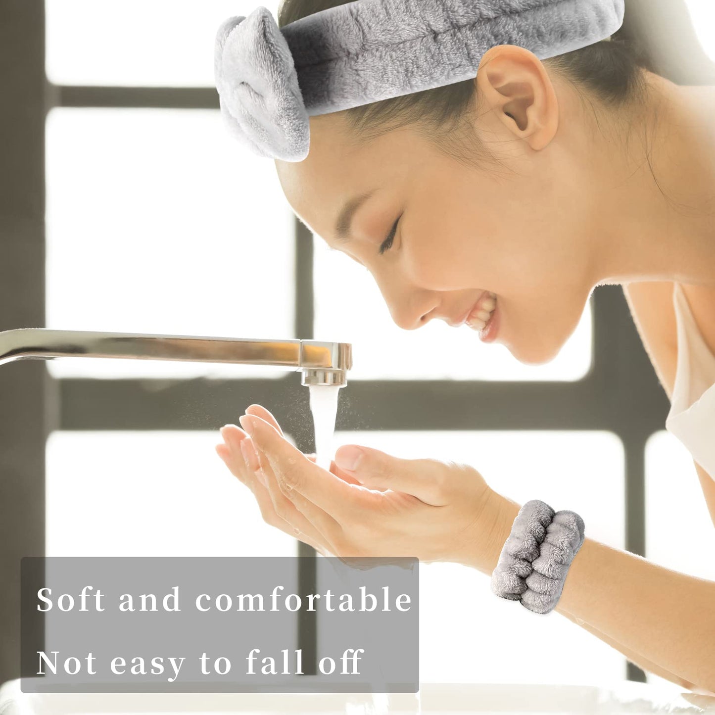 SLNZAPTY 12 PCS Face Wash Headband Wristband Set for Women Girls