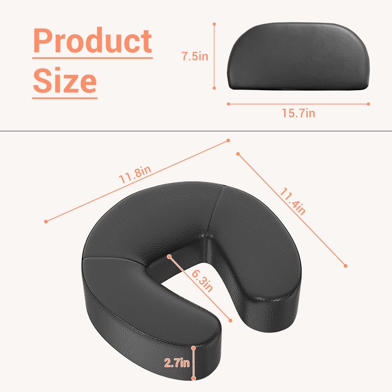 DeerDean Linens Head Rest for mattresses ranging from 5.5-17.7 inches, Bed Massage Head Holder, Universal Face Cradle Cushion for Massage Tables and Salon (Black)