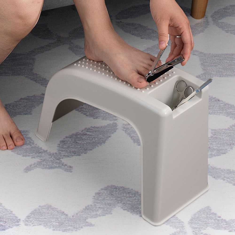 ZLMHYYM Shower Foot Rest for Shaving Legs, Non-Slip Pedicure Foot Rest, Shower Foots Step Stool for Shaving Legs, Plastic Sturdy Pedicure Stand -White