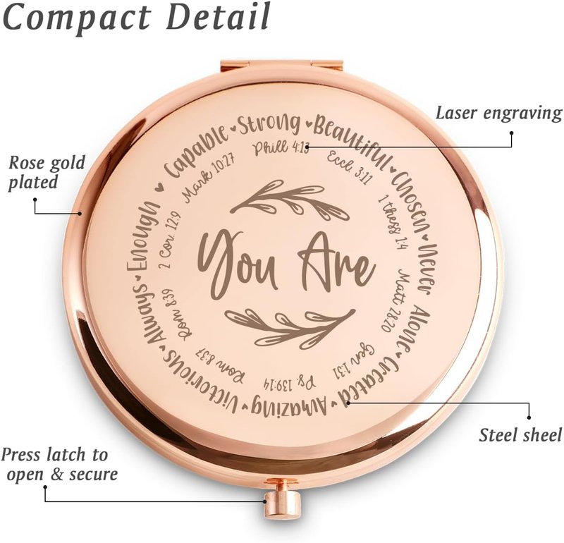 Inspirational Christian Gifts for Women - Personalized Spiritual Compact Mirror | Perfect for Birthdays, Graduations & More