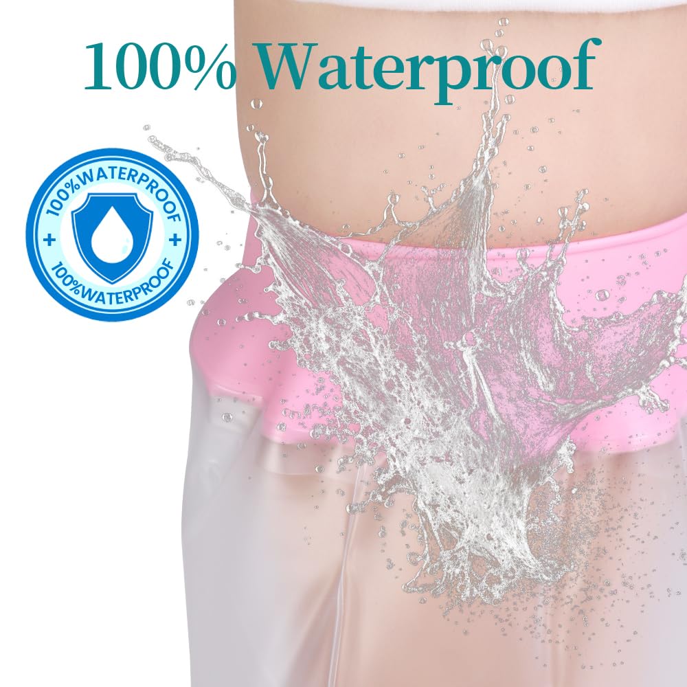 Mosago Waterproof Cast Covers for Shower Leg, Soft Comfortable Short Leg Protector for Shower Adult, Keep Wound/Bandage Dry Bath, Broken Legs/Knee/Foot/Ankle, Reusable Wound Care Supplies (Pink)