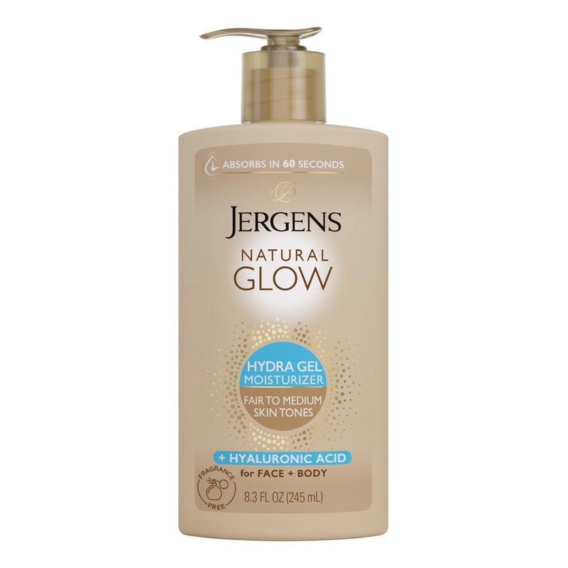 Jergens Natural Glow Hydra Gel Moisturizer, Gradual Tanning Lotion with Hyaluronic Acid, Hydrating Tanning Gel, Fragrance-Free Self Tanner, Fair to Medium Skin Tone, 8.3 Fl Oz