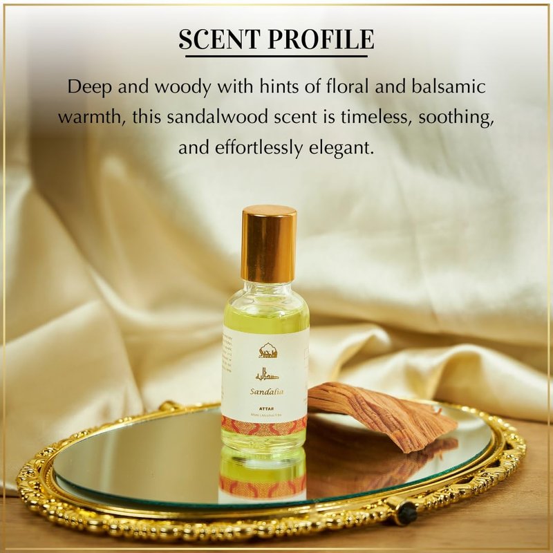 Dukhni Sandalia Attar Oil Arab perfume oils for men and women | 30ml Pure roll on perfume, sandal, sandalwood oil fragrance | Eid, Ramadan Hampers & Gifts, Vegan Islamic Scents