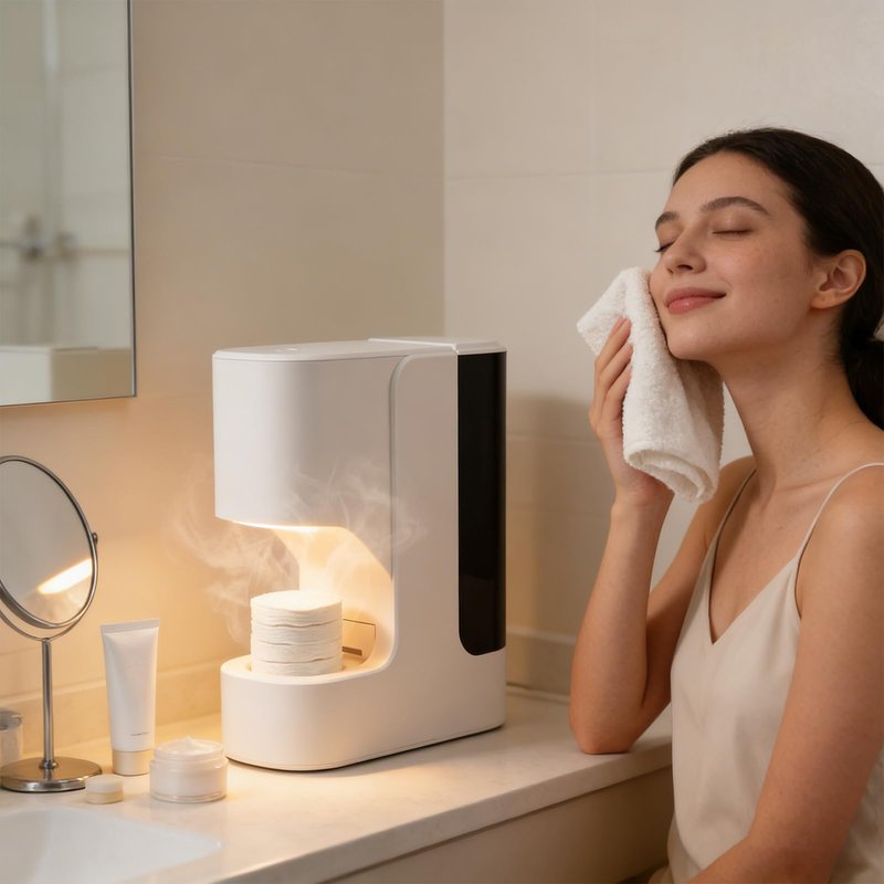 Automatic Hot Face Towel Warmer Machine with 5-Second Heating, 55°C Constant Temperature & Smart Voice Control - Portable Disposable Towel Dispenser for Spa, Home Salon (1 pcs+40Pcs Towels)