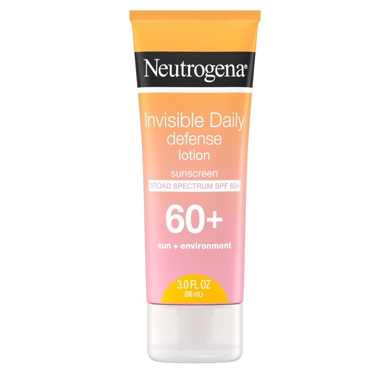 Neutrogena Invisible Daily Defense Sunscreen Lotion, Broad Spectrum SPF 60+, Oxybenzone-Free & Water-Resistant, Sun & Environmental Aggressor Protection, Antioxidant Complex, 3.0 fl. oz