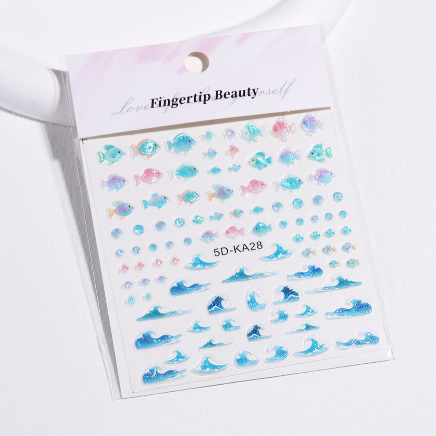 Summer Nail Stickers 5D Embossed Ocean Nail Decals Beach Nail Art Stickers 2PCS Blue Wave Fish Palm Tree Sailboat Design Adhesive Nail Art Supplies for Women Tropical Style Nail Decor