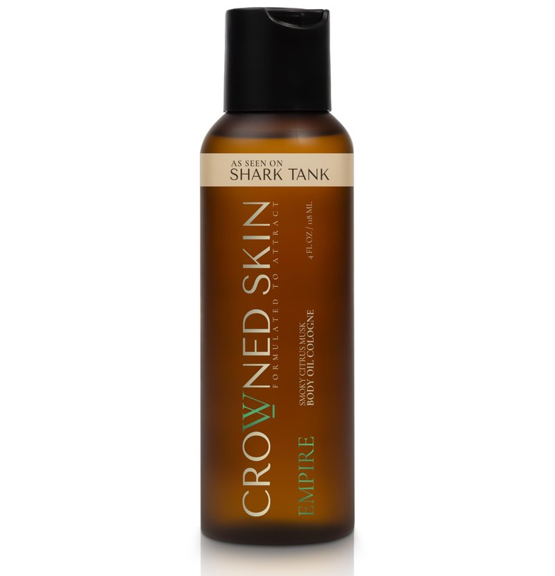 Crowned Skin Empire Body Oil Cologne for Men | Smoky Citrus Musk | As Seen On Shark Tank | Scented with Lemon & Lavender | Infused with Natural Jojoba & Grapeseed Oil | All-Day Fragrance | 4oz
