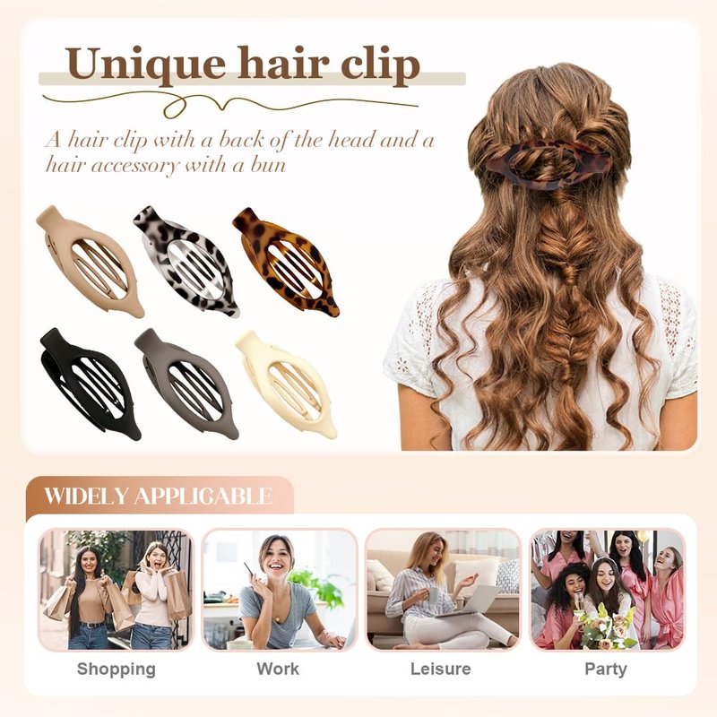 Flat Hair Clips for Women - 3PC Non-Slip Claw Clips for Thick to Thin Hair | Stylish Daily Accessories