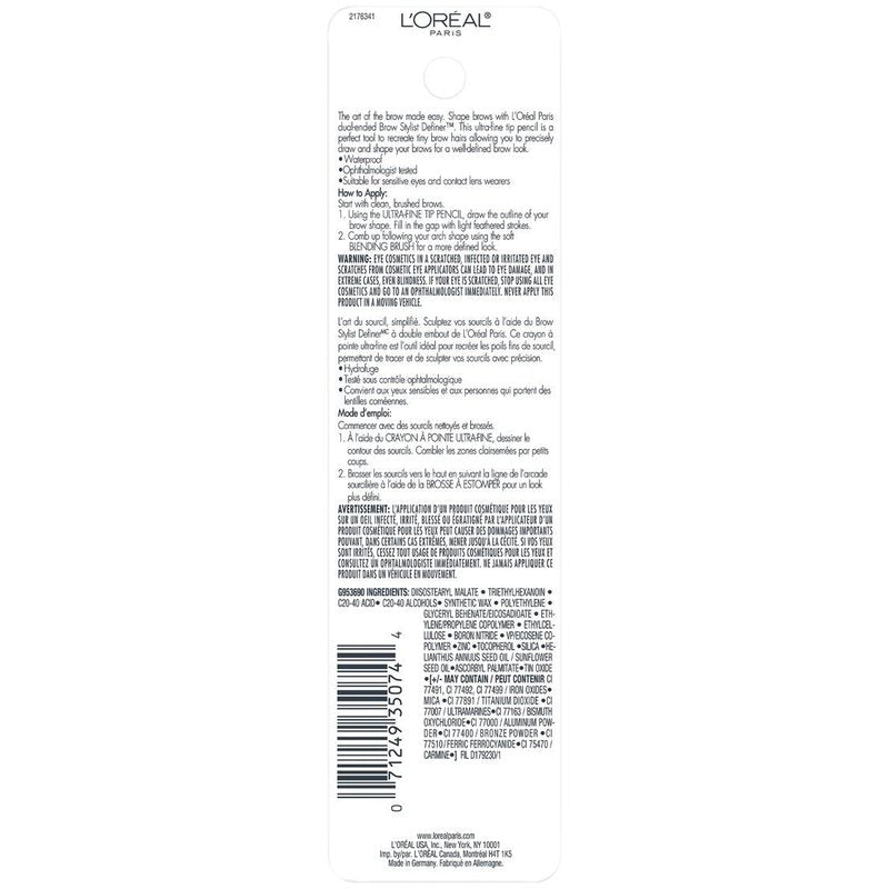 L'Oreal Paris Brow Stylist Definer Waterproof Eyebrow Pencil - Ultra-Fine Mechanical, Dark Blonde, 0.003 Oz