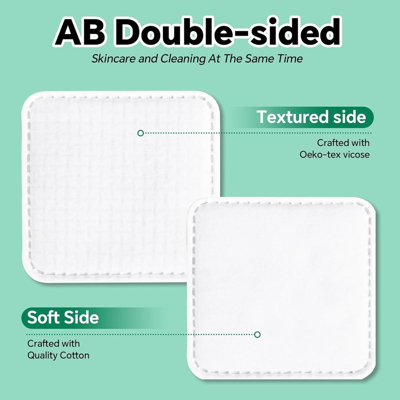 Skiennix Large Square Cotton Pads - Lint-Free, Soft, Multi-Layer for Makeup Removal | 80 Count