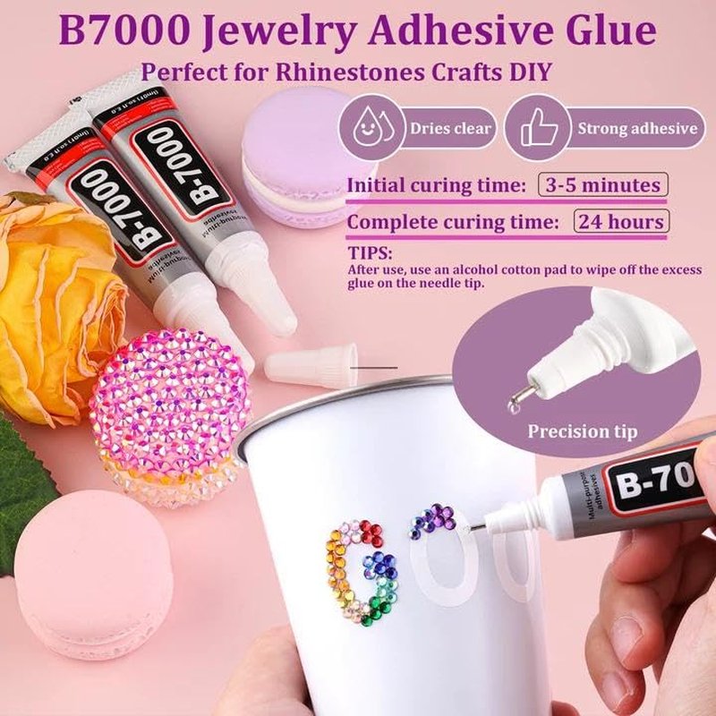 Skiennix 20000 Pcs Resin Rhinestones - Multicolor Flatback Gems with B7000 Glue for DIY Crafts