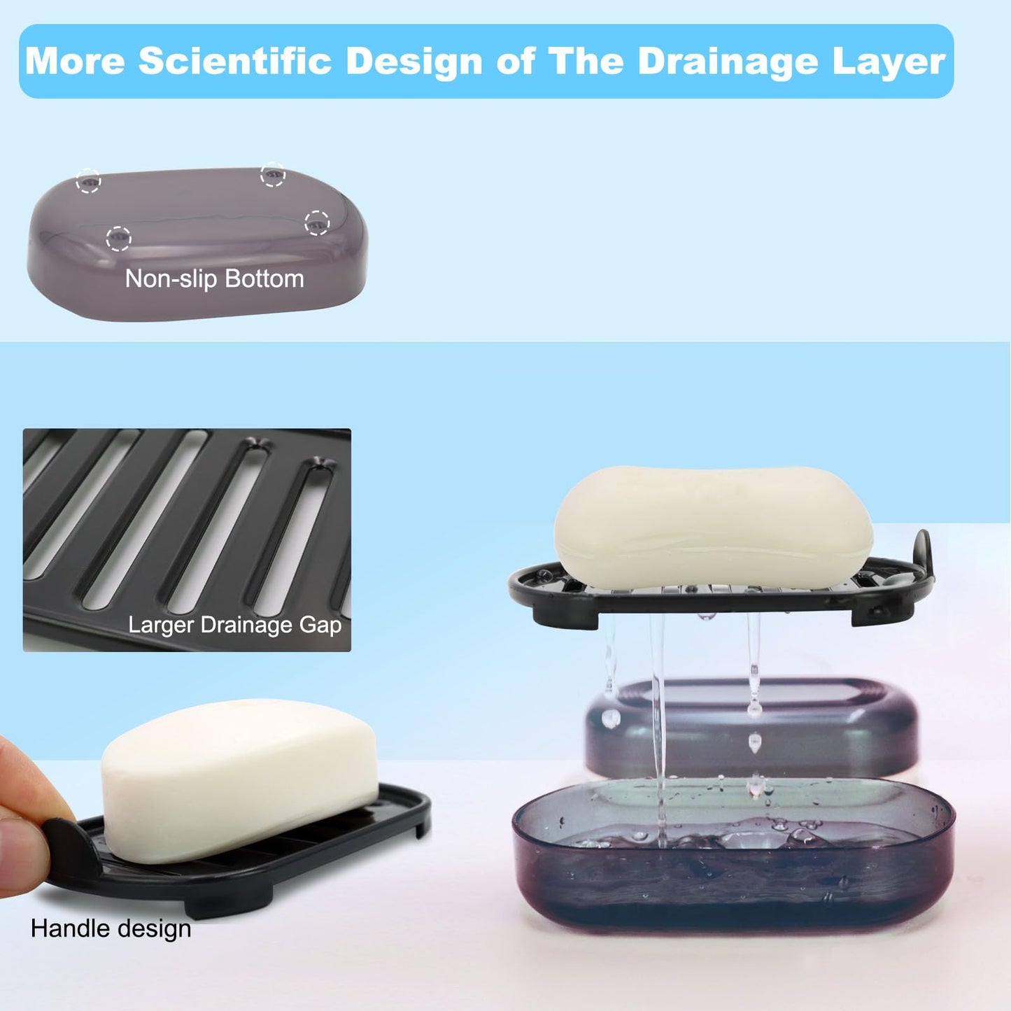 HAYSNA Travel Soap Container, Bar Soap Holder, Portable Soap Case, Soap Dish with Lid for Traveling, Camping, Gym, Bathroom (Black Style-1)