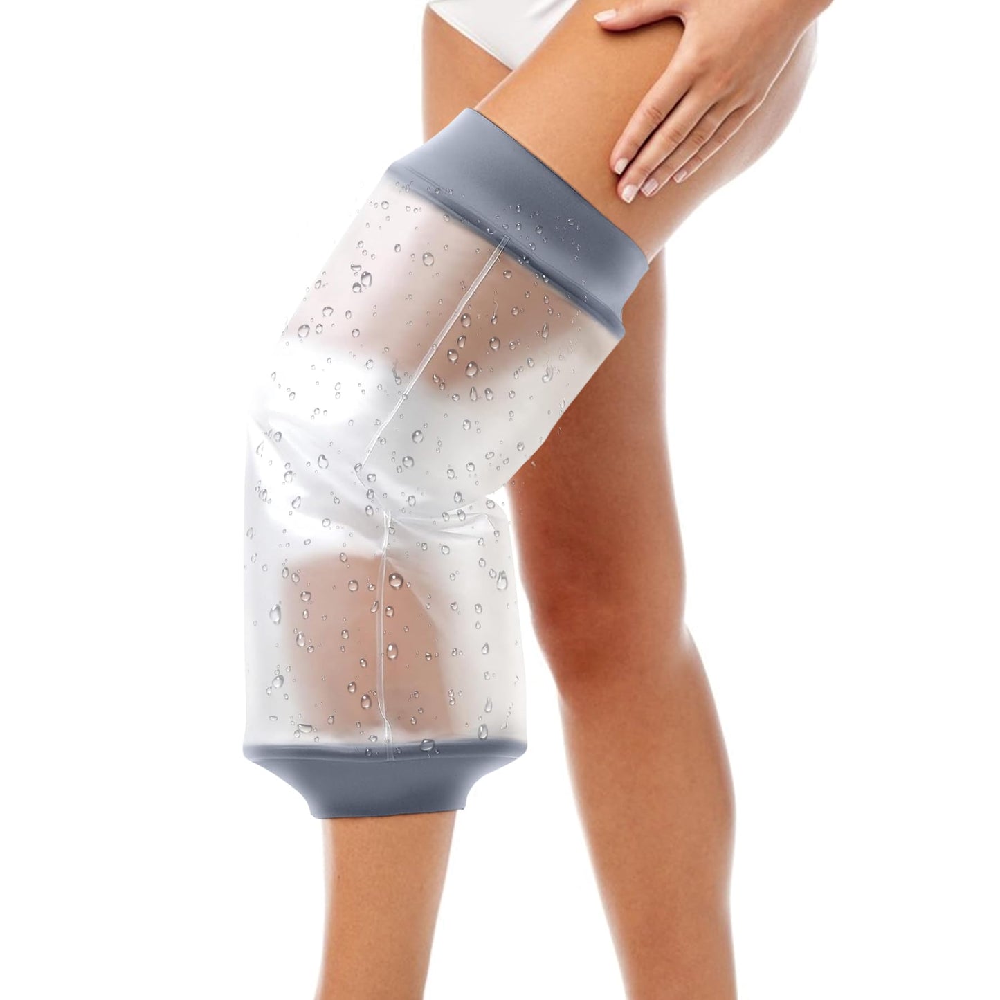 COMFYTHERA Waterproof Cast Cover for Shower Ankle Wound Protector Bath Adult Watertight Cast Bag Showering for Surgery Foot, Ankle, Burns Reusable (D-Knee M)