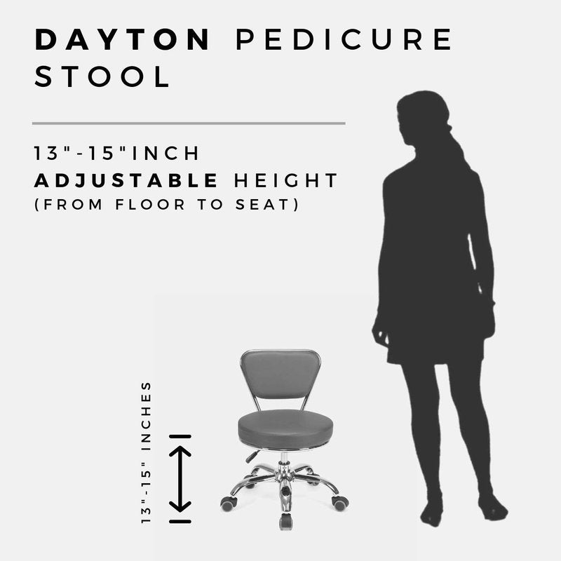 MAYAKOBA Salon Nail Pedicure Stool Pedicure Chair Dayton Black Pneumatic, Adjustable, Rolling Salon Furniture & Equipment