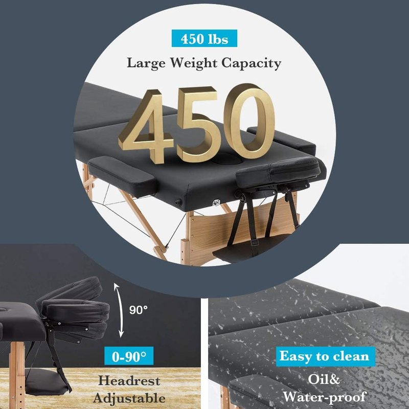 FDW Massage Bed - Portable 28-Inch Wide Lash Table | Height Adjustable, Foldable Spa Table with Bag