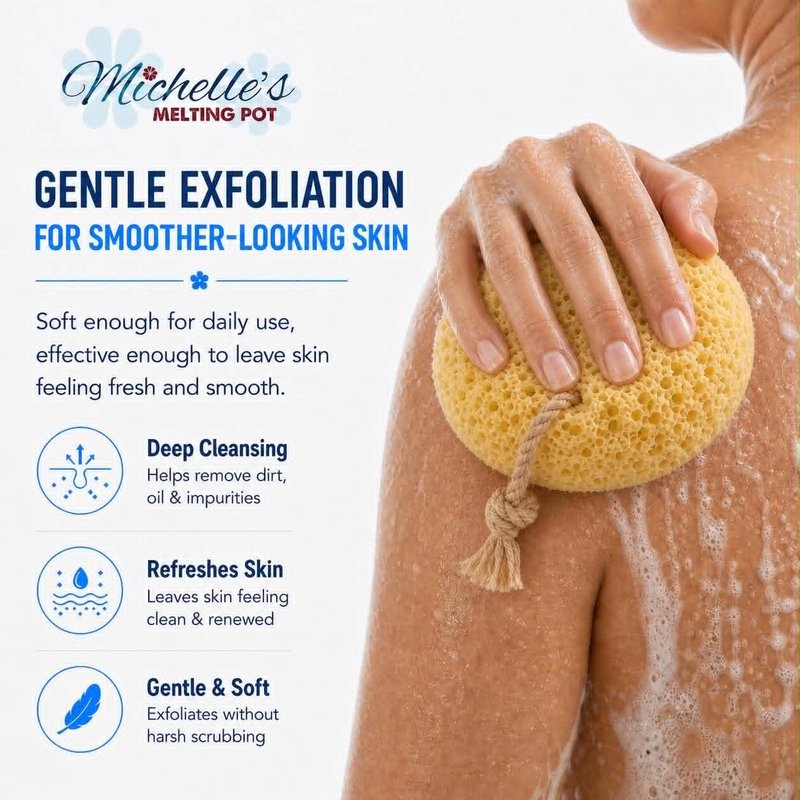 Michelle's Melting Pot Exfoliating Foam Sea Sponge, Natural Feel, Shower Loofah, Bath Sponge, Rich Lather (Set of 3)