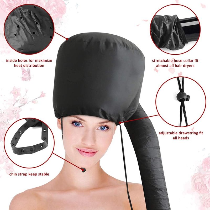 **Skiennix Bonnet Hood Hairdryer Attachment - Upgraded Design with Chin Strap & Extended Hose | Includes Free Carrying Case**