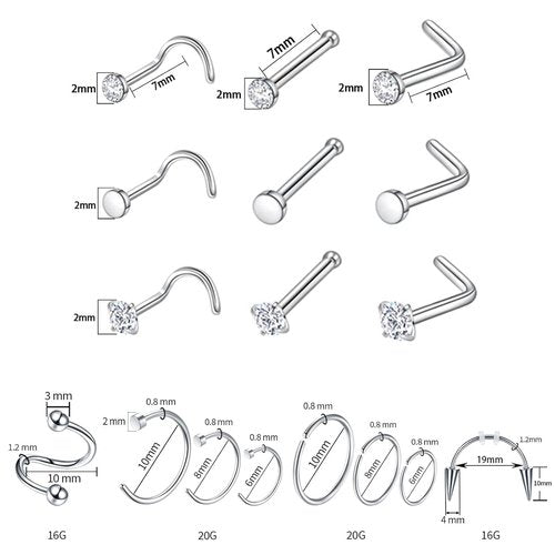 84PCS Body Septum Piercing Kit 14G 16G Tools for Nose Tongue Lip Ear Eyebrow Belly Button Cartilage Tragus Industrial Barbell Helix Daith Piercing Jewelry Clamps