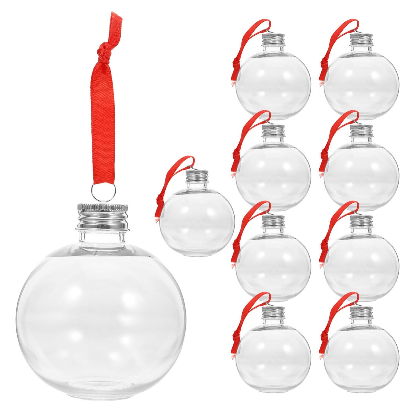 TOVINANNA 10pcs Round Plastic Bottle Shaped Christmas Ornaments Fillable Candy Tree Decorations