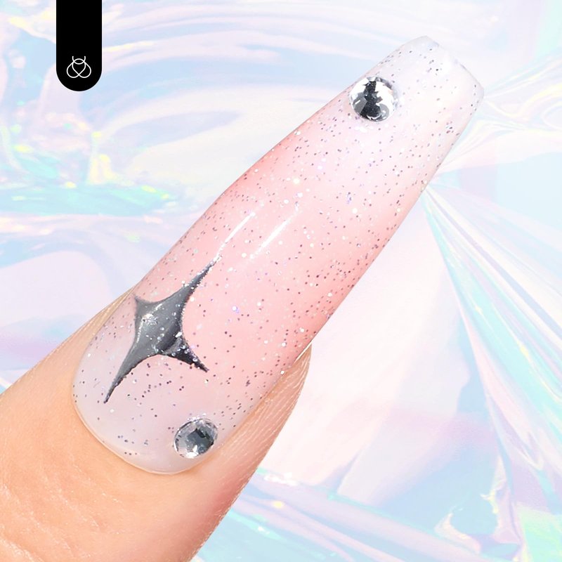 Beetles Glitter Gel Top Coat, 1 Pcs 15ml Glitter No Wipe Top Coat Gel Polish Reflective Silver Super Shiny UV Nail Decoration Nail Art Sparkle Manicure DIY Home Salon